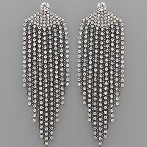 Crystal Fan & Tassel Earrings